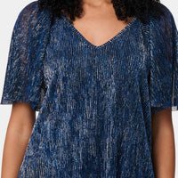 Semi Sheer Glittery Short Sleeve Top