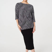 Striped Metallic 3/4 Batwing Sleeve Top