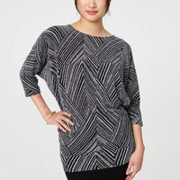 Striped Metallic 3/4 Batwing Sleeve Top