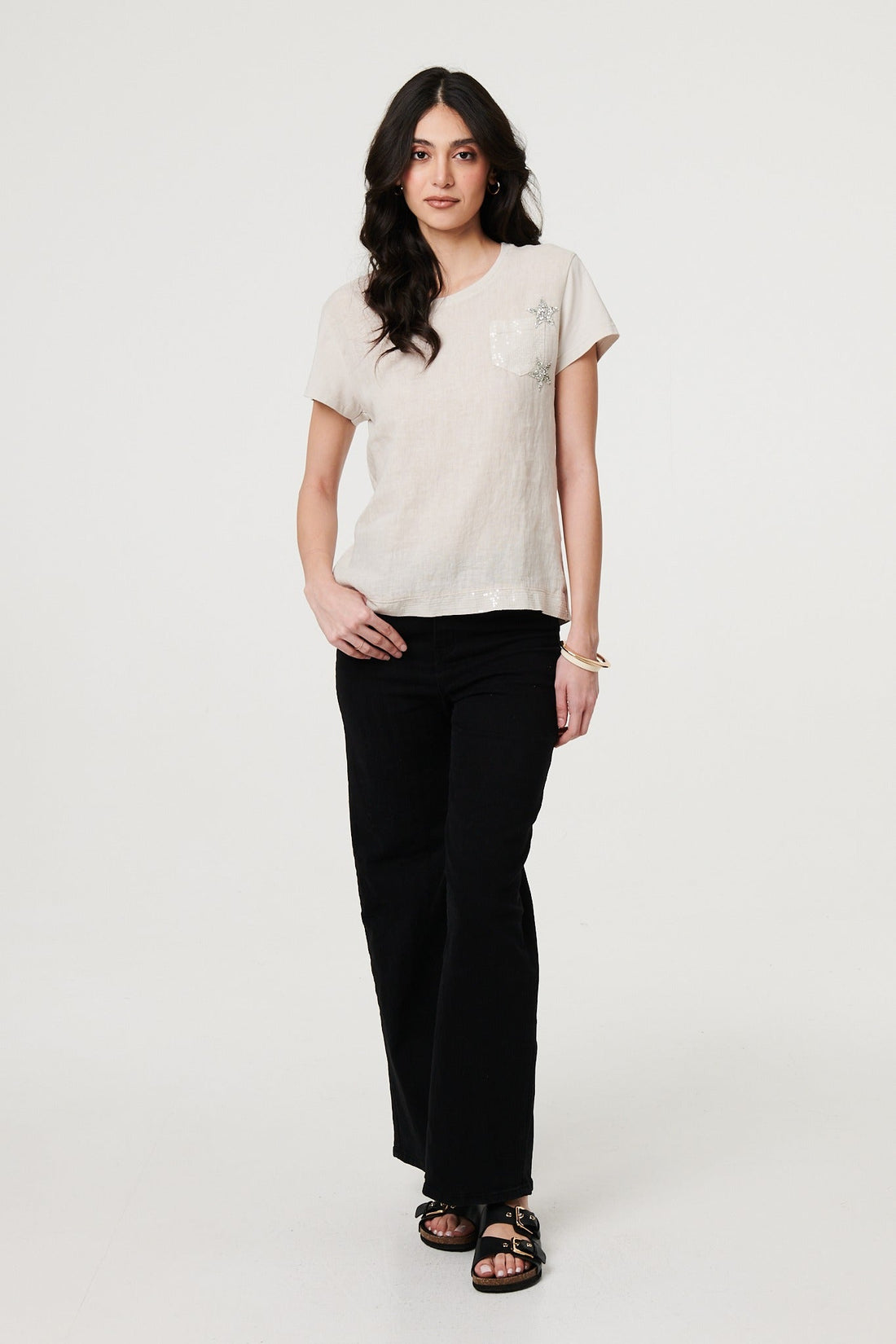 Metallic Star Detail Relaxed T-Shirt
