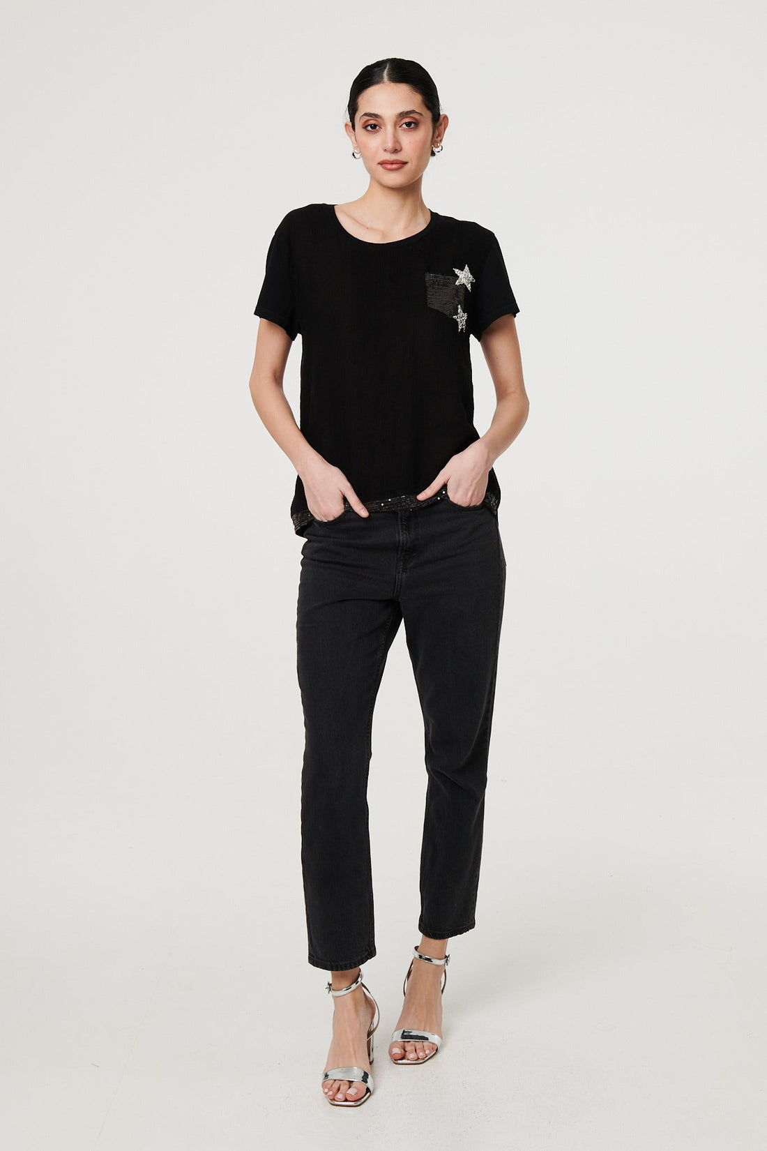 Metallic Star Detail Relaxed T-Shirt
