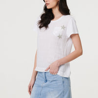 Metallic Star Detail Relaxed T-Shirt