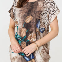 Printed Cap Sleeve Relaxed T-Shirt