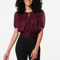 Glitter Mesh Ruched Semi Sheer Crop Top