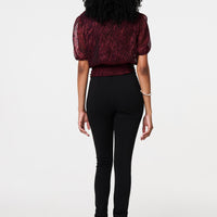 Glitter Mesh Ruched Semi Sheer Crop Top