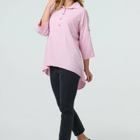 Relaxed High Low 3/4 Sleeve Shirt