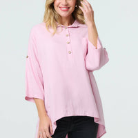 Relaxed High Low 3/4 Sleeve Shirt
