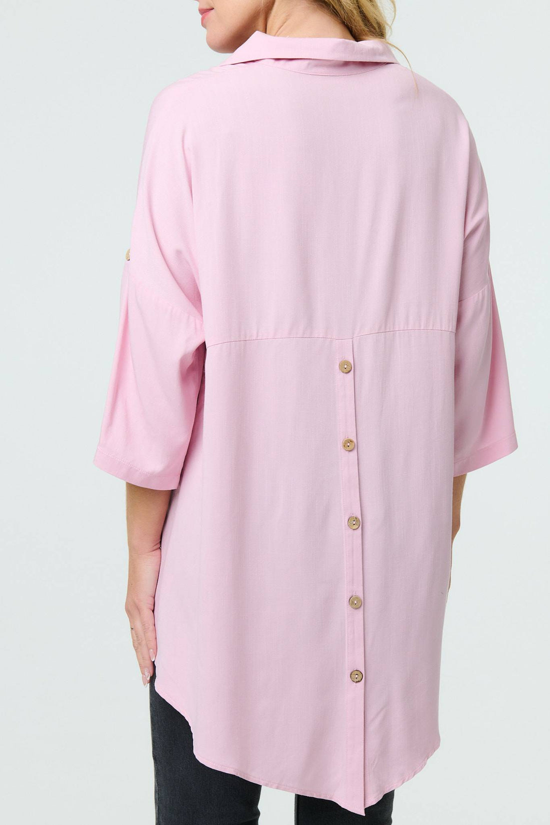 Relaxed High Low 3/4 Sleeve Shirt