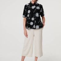 Printed 1/2 Sleeve Button-Up Shirt
