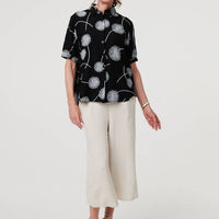 Printed 1/2 Sleeve Button-Up Shirt