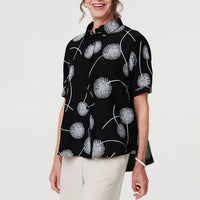 Printed 1/2 Sleeve Button-Up Shirt