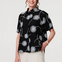 Printed 1/2 Sleeve Button-Up Shirt
