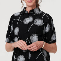 Printed 1/2 Sleeve Button-Up Shirt