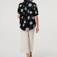 Printed 1/2 Sleeve Button-Up Shirt