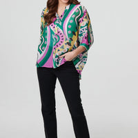 Abstract Print 3/4 Sleeve Relaxed Shirt