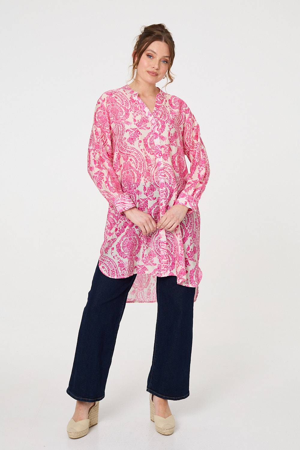 Paisley Print Relaxed Longline Shirt