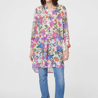 Floral Long Sleeve Longline Blouse