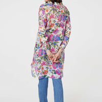 Floral Long Sleeve Longline Blouse