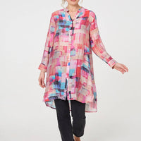Printed Long Sleeve Semi Sheer Shirt