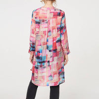 Printed Long Sleeve Semi Sheer Shirt