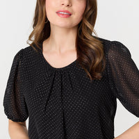 Polka Dot Print Semi Sheer Blouse