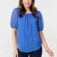 Polka Dot Print Semi Sheer Blouse