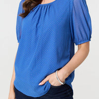 Polka Dot Print Semi Sheer Blouse