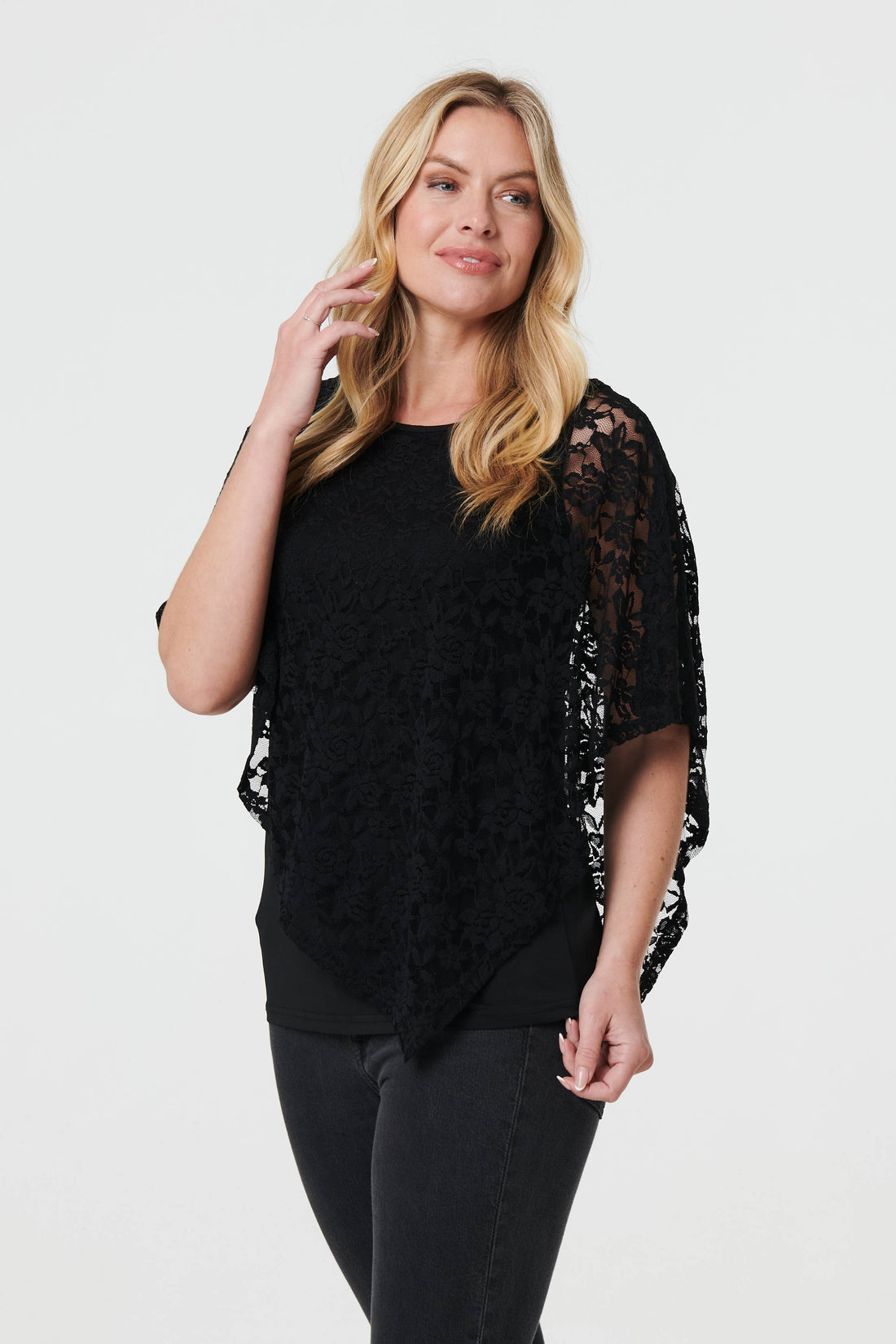 Floral Lace Asymmetric Layered Top