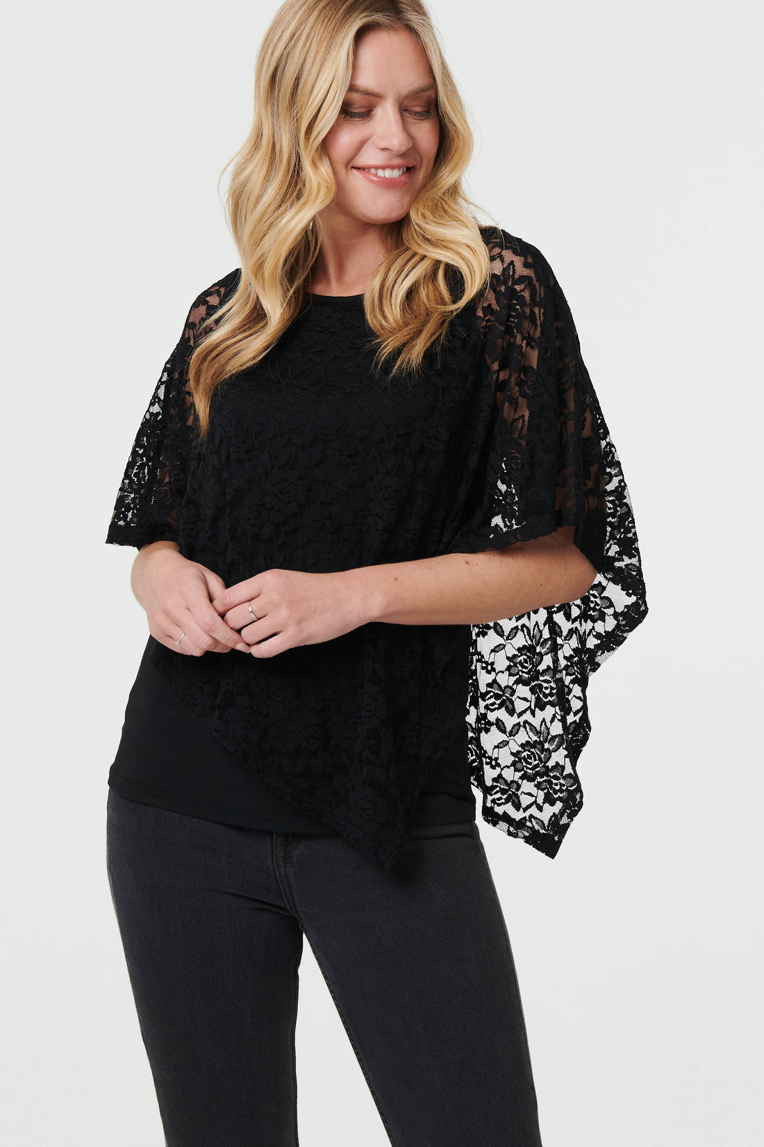 Floral Lace Asymmetric Layered Top