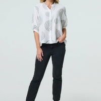 Printed Relaxed 3/4 Sleeve Blouse