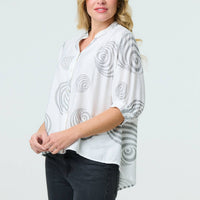 Printed Relaxed 3/4 Sleeve Blouse