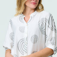 Printed Relaxed 3/4 Sleeve Blouse