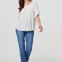 Textured Semi Sheer Shirred Bardot Top