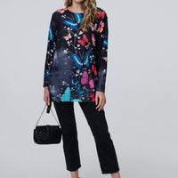 Butterfly Print Diamante Detail Tunic