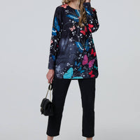 Butterfly Print Diamante Detail Tunic
