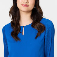 Keyhole Cut-Out Neck Long Sleeve Blouse