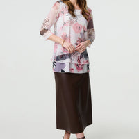 Abstract Print Mesh Layer 3/4 Sleeve Tunic
