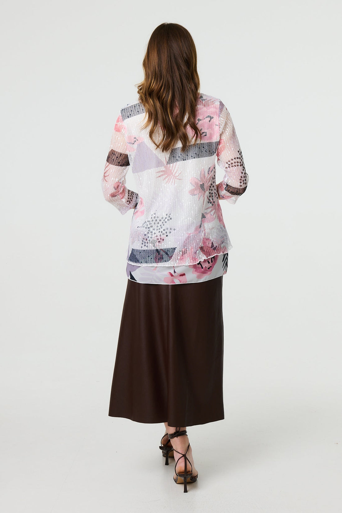 Abstract Print Mesh Layer 3/4 Sleeve Tunic