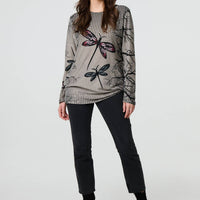 Dragonfly Print Long Sleeve Tunic Top