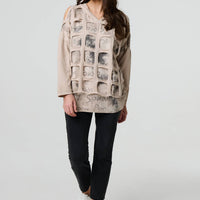 Graphic Print Cut Out Layer Hoodie