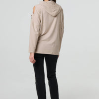 Graphic Print Cut Out Layer Hoodie