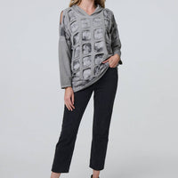 Graphic Print Cut Out Layer Hoodie