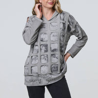 Graphic Print Cut Out Layer Hoodie