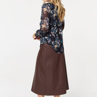 Floral Semi Sheer Long Sleeve Blouse