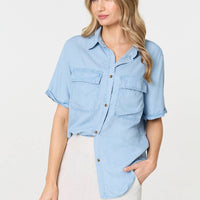 Short Sleeve Boxy Pocket Detail Shirt
