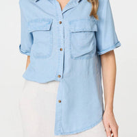 Short Sleeve Boxy Pocket Detail Shirt