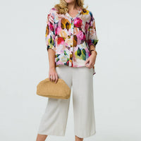 Brushstroke Print 3/4 Sleeve Shirt
