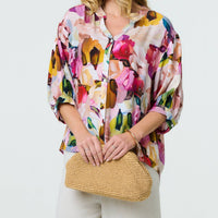 Brushstroke Print 3/4 Sleeve Shirt