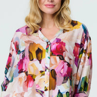 Brushstroke Print 3/4 Sleeve Shirt