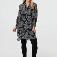 Abstract Sheer Relaxed Longline Blouse